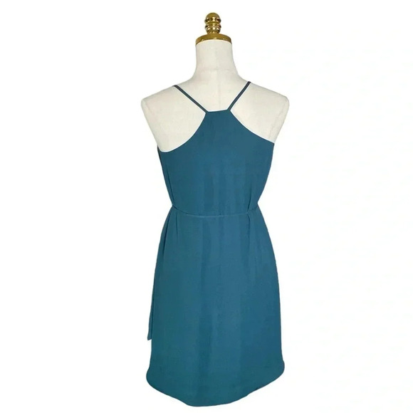 ANN TAYLOR LOFT |Women’s Teal Strapy Dolphin Hem Sheath Mini Shift Dress Size XS - Picture 5 of 9
